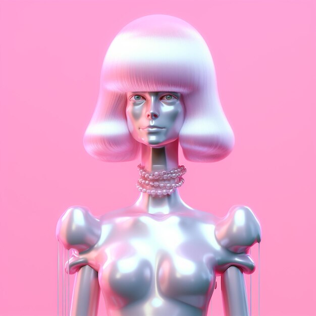 Zdjęcie futuristyczna kobieta wibrująca cyfrowy portret artystyczny