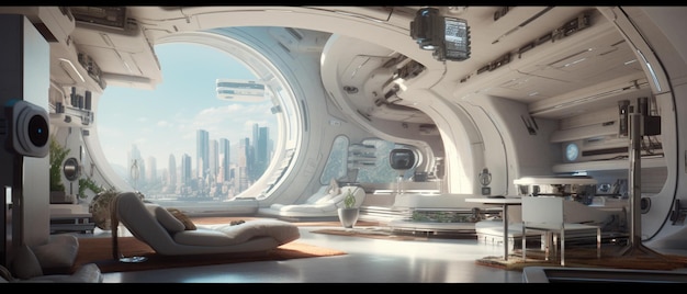 Zdjęcie futuristyczna kolekcja wnętrz odkryj świat sci-fi miejsca mieszkania nowoczesny luksus