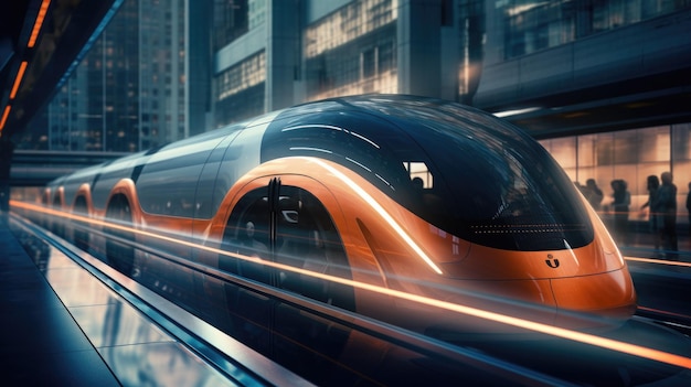 Futuristyczna koncepcja Futuristyczny pociąg pociskowy lub kapsuła pociągu ultradźwiękowego hyperloop
