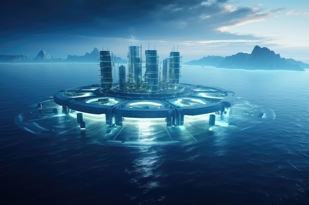Futuristyczna, przyjazna dla środowiska elektrownia przyszłości w oceanie Rewolucjonizuje wodę