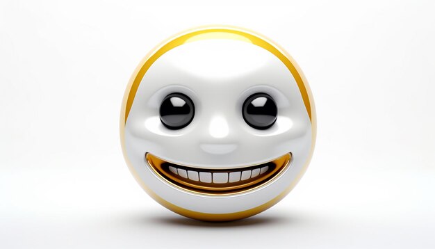 Zdjęcie futuristyczna twarz emoji na białym tle 3d renderowanie oktanowe renderowanie super szczegółowe