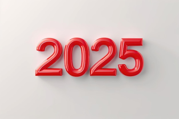 Futuristyczne 2025 litery na czystym białym tle