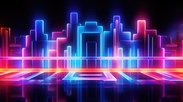 Zdjęcie futuristyczne abstrakcyjne linie neonowe na świecącym tle