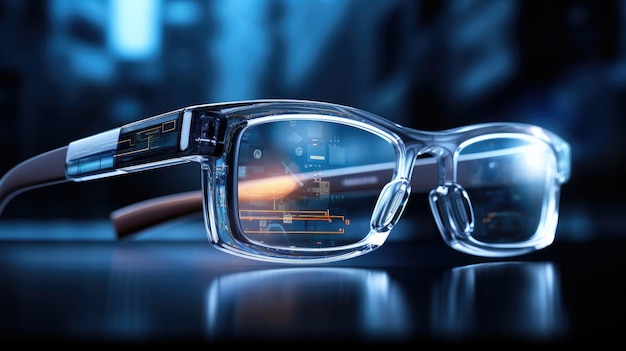 Futuristyczne okulary komputerowe z holograficznymi wyświetlaczami