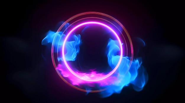 Zdjęcie futuristyczne światło ultrafioletowe z tła kręgu generatywny projekt ai