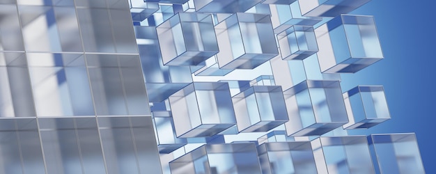 Futuristyczne tło Bloki ich szkła Tło danych budynku Tło szkła Koncepcja budynku szkła renderowanie 3d