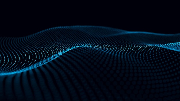 Futuristyczne tło punktów i linii z dynamiczną falą Big data Abstrakcyjne tło 3d 4k