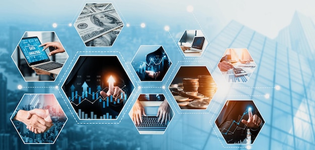 Futuristyczny biznes, cyfrowa technologia danych finansowych i koncepcja wielkich danych