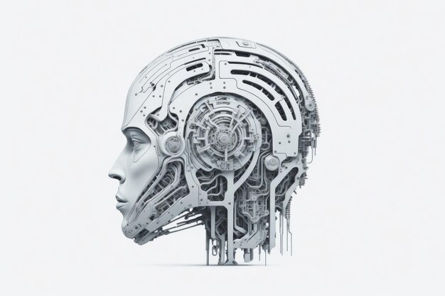 Futuristyczny Cyborg Z Widokiem Bocznym 3d Generowany Przez Ai