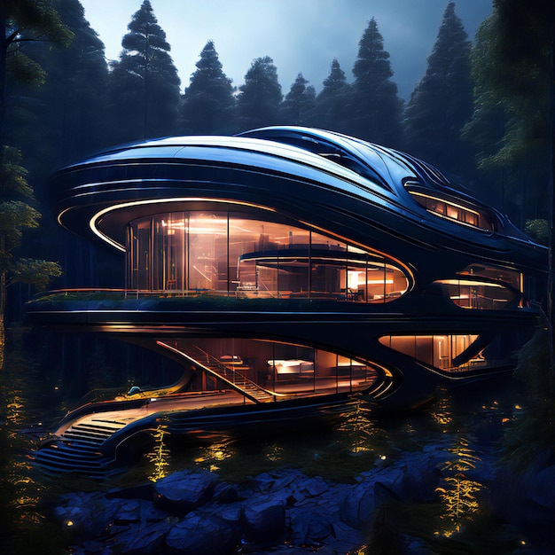 Futuristyczny Dom generowany przez Ai