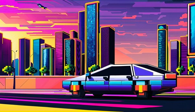 Zdjęcie futuristyczny koncept w stylu cyberpunka, tapeta samochodu supercar, ilustracja tła