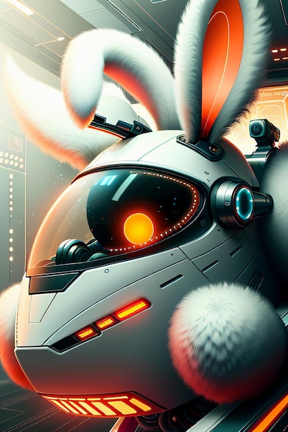 Futuristyczny królik z science fiction, żołnierz-wojownik prowadzący statek kosmiczny Rabbit Legion
