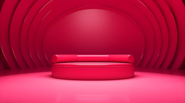 Futuristyczny pokój w gorącym różowym z pięknym oświetleniem Zdumiewające tło do prezentacji produktu