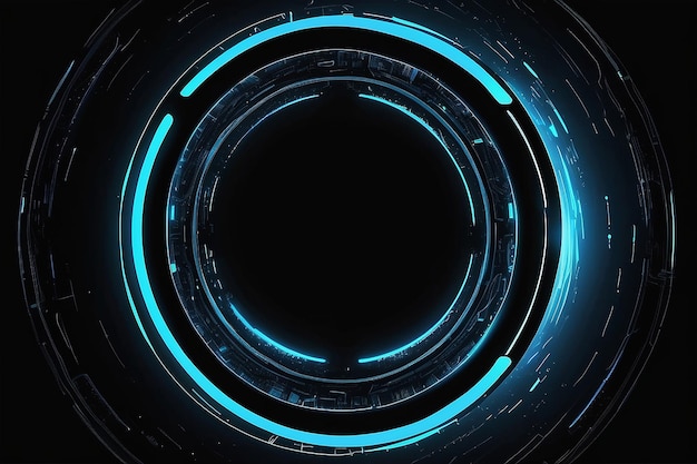 Futuristyczny portal okrągły świecący na czarnym tle