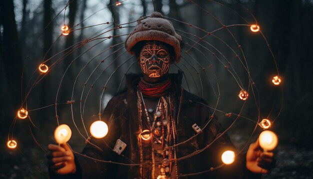 Zdjęcie futuristyczny szaman rytualny szamaniczna fotografia