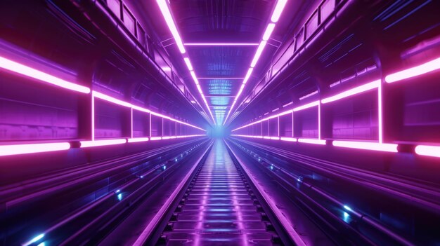 Futuristyczny tunel z neonowymi światłami