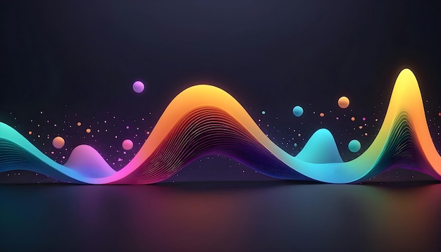 Futuristyczny wzór kropek na ciemnym tle Kolorowa fala muzyczna Wielkie dane Technologia lub nauka