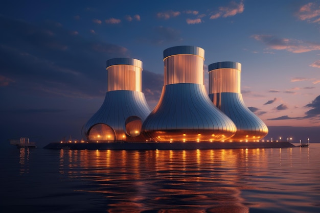 Futurystyczna elektrownia przyszłości w oceanicznej energii wodnej