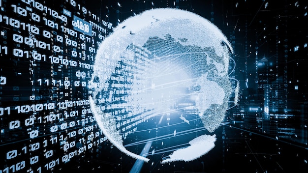 Futurystyczna globalna sieć i cichy cyfrowy transfer danych