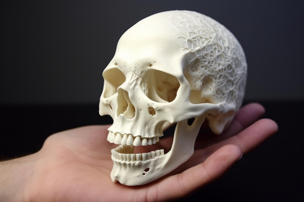 Futurystyczna koncepcja czaszki wydrukowanej w 3D Generacyjna sztuczna inteligencja