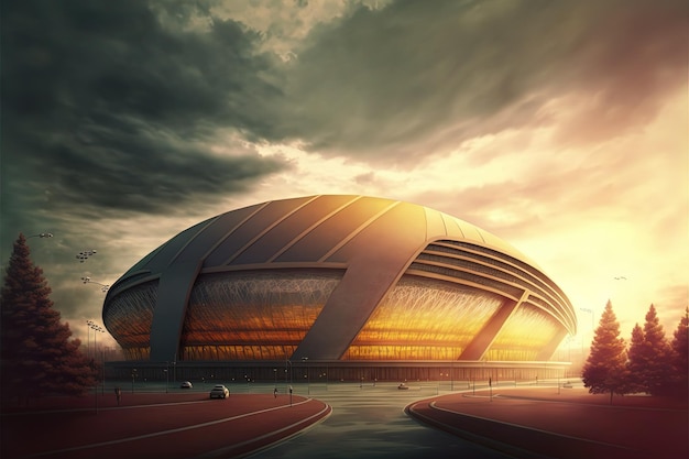 Futurystyczna nowoczesna arena sportowa piękna architektura Generative Ai