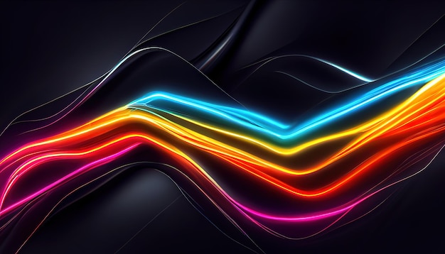 Futurystyczna technologia abstrakcyjne tło z liniami dla sieci duże centrum danych serwer prędkość internetu Abstrakcyjne neony do technologii cyfrowej tunelu 3d render Raster ilustracja