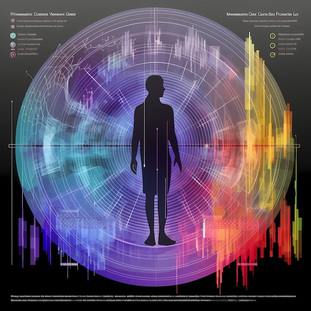 Zdjęcie futurystyczna wizualizacja technologiczna ilustracja neuromancerka dane biometryczne futurystyczny plakat