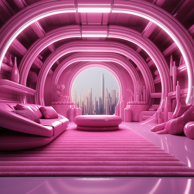 Futurystyczne Fuchsia Room Tło