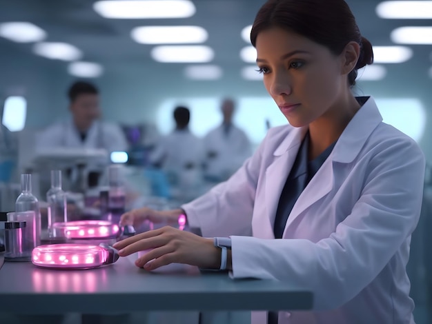 Futurystyczne laboratorium medyczne z zaawansowaną technologią