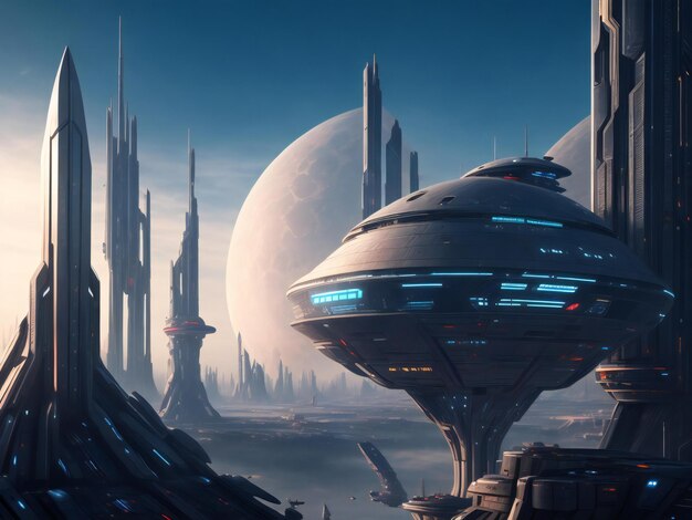 Zdjęcie futurystyczne miasto science fiction