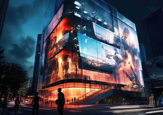 Futurystyczne miasto z billboardami