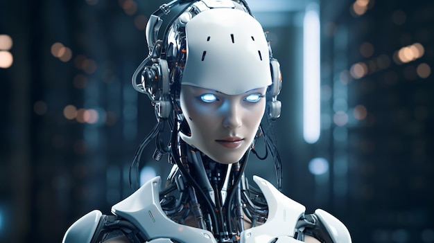 futurystyczny ai android robot cyborg sztuczne dane wywiadowcze