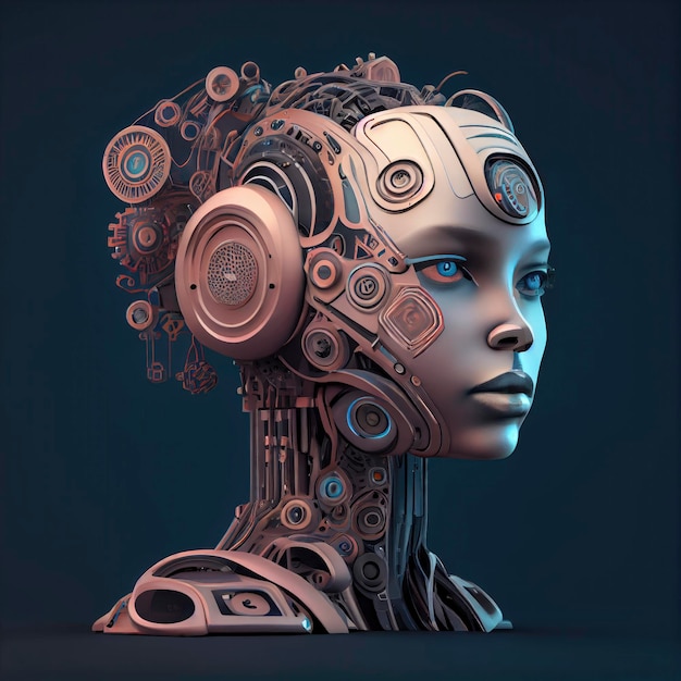 Futurystyczny chatbot z mózgiem AI w głowie robota