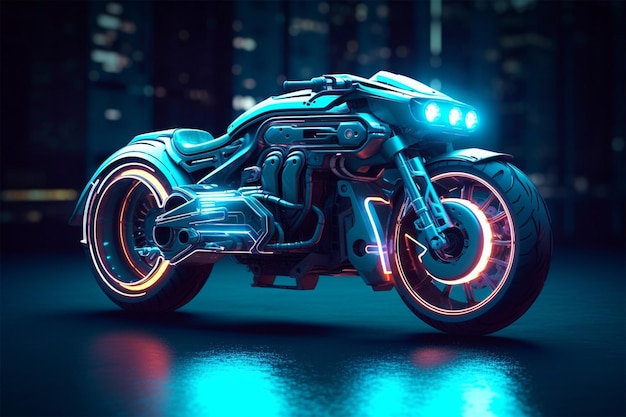 futurystyczny cyberpunkowy motocykl przypominający blask