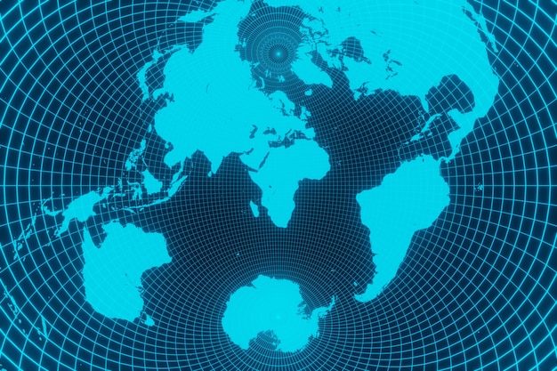 Futurystyczny Cyfrowy Planeta Ziemia Koncepcja Hologram Blask W Renderowaniu 3d