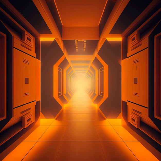 Futurystyczny korytarz hasselblad haute geometryczne żywe pomarańczowe tło