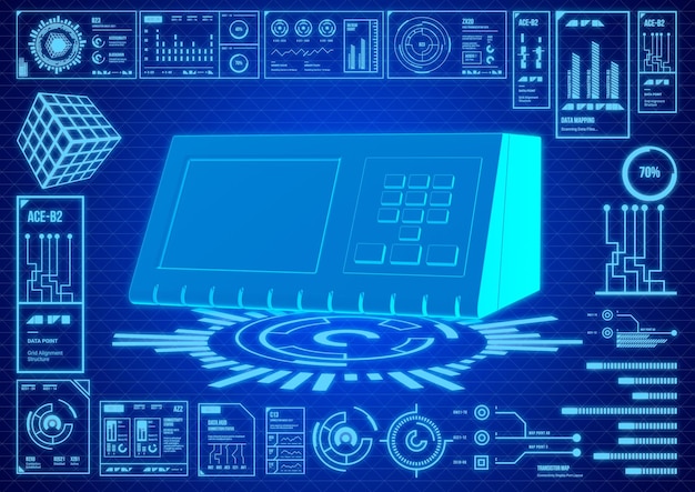 Futurystyczny niebieski interfejs Hud UI elektronicznej aplikacji urny do głosowania Infografika analizy danych wyborczych