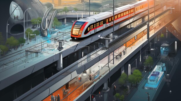 futurystyczny pociąg szybki tranzyt maglev pociąg szybki system kolejowy