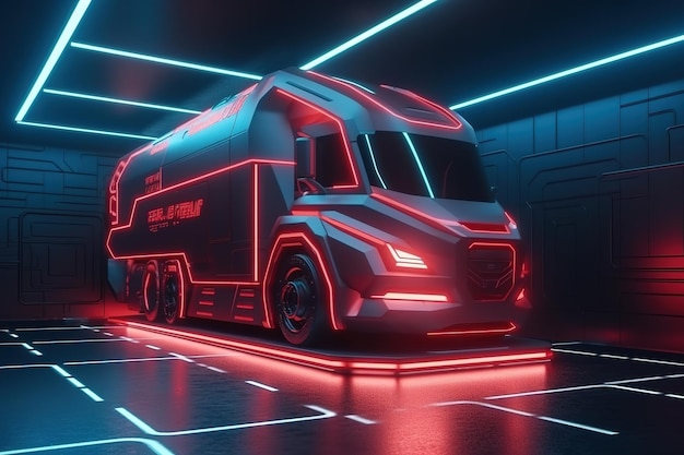 Futurystyczny projekt koncepcyjny ciężarówki autorstwa generative ai