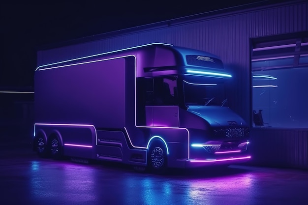 Futurystyczny projekt koncepcyjny ciężarówki autorstwa generative ai