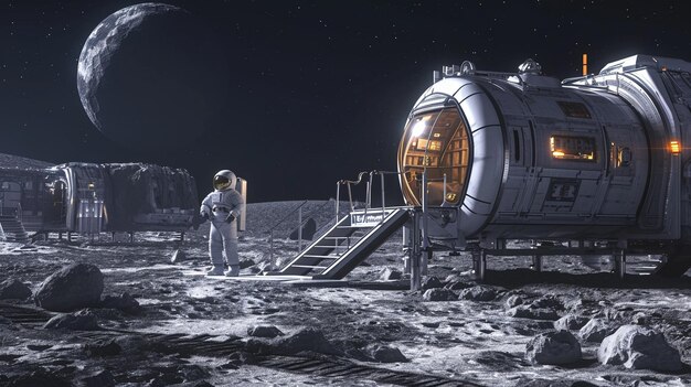 Zdjęcie futurystyczny projekt znajduje się na księżycu.