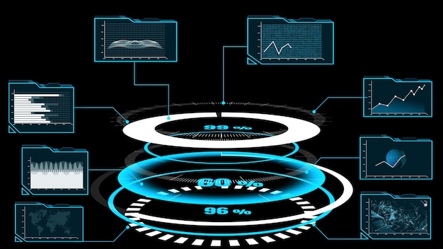 Futurystyczny Pulpit Nawigacyjny Interfejsu Użytkownika Do Analizy Dużych Zbiorów Danych Na Wykresie Informacyjnym