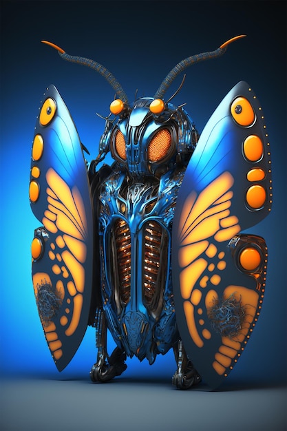 Futurystyczny robot chrząszcz Bug owad w metalowej i żelaznej maszynie mechanicznej, jakby pochodził z przyszłości