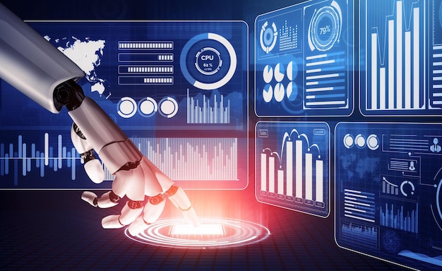 Futurystyczny robot koncepcja sztucznej inteligencji ilustracja 3D