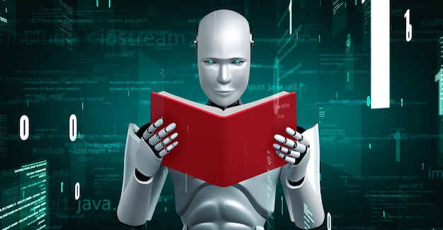 Futurystyczny robot sztuczna inteligencja huminoid AI programowanie kodowanie