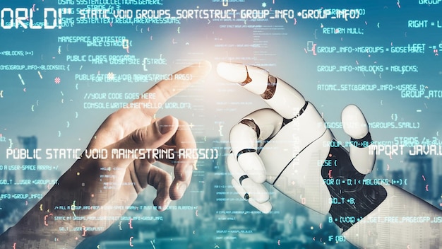 Futurystyczny robot sztuczna inteligencja rewolucyjna koncepcja technologii AI