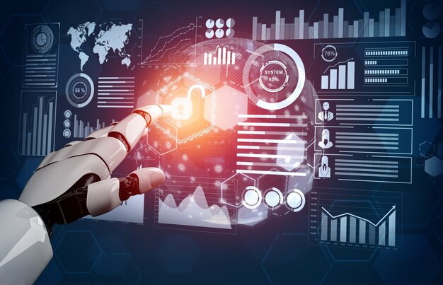 Futurystyczny robot sztucznej inteligencji koncepcja.