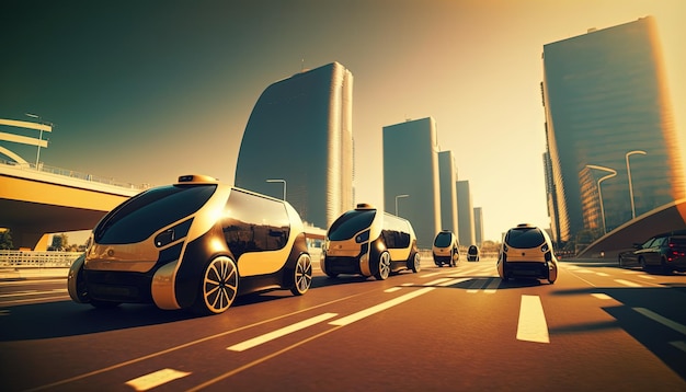 Futurystyczny samochód elektryczny autonomus taksówka w niedalekiej przyszłości Generative Ai