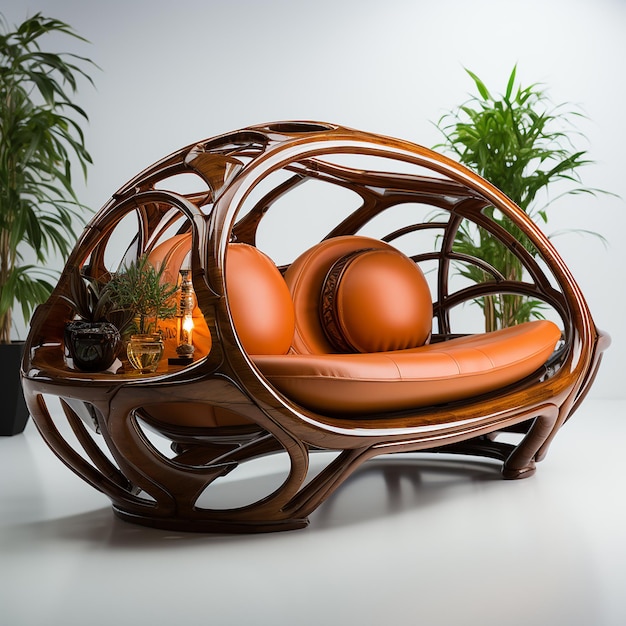 futurystyczny styl bambusowa sofa na na białym tle