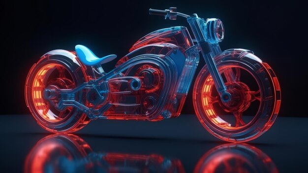 Futurystyczny szklany motocykl z masywnymi kołami Generative ai
